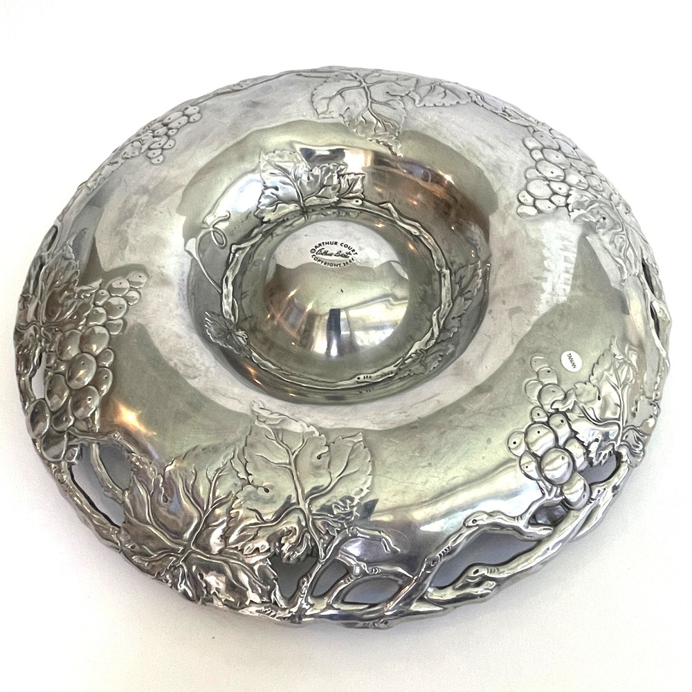 Arthur Court Aluminum Grape Leaf Chip and Dip Server Round Platter 2001 12 Inch - Picture 5 of 8